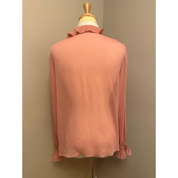 Flying Tomato Ruffled Button Up Blouse Dusty Rose Sz Large - Picture 4 of 5